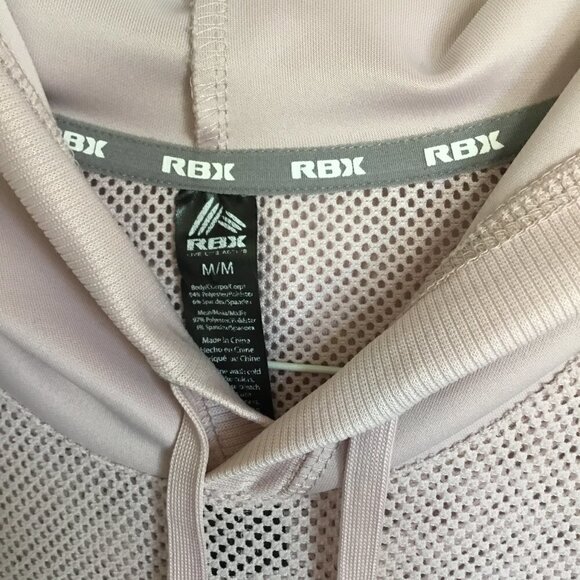 RBX Pullover Hoodie Sweatshirt Mesh Yoke in Soft Pink Women's Size Medium Pastel - Picture 5 of 7